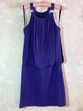 Laundry By Shelli Segal Purple High Neck Blouson Dress Size 2